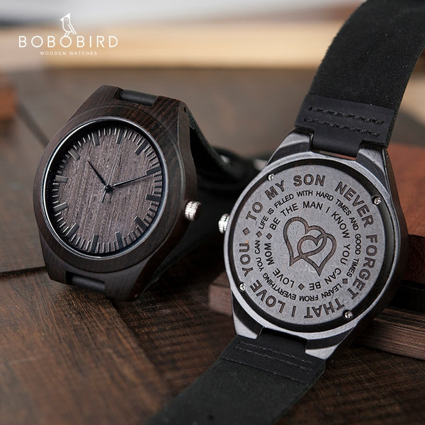 Wood Engraving Men Watch Family Gifts Personalized Watches Special Groomsmen