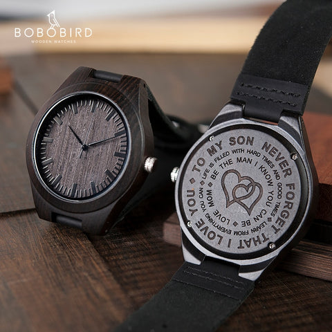 Wood Engraving Men Watch Family Gifts Personalized Watches Special Groomsmen