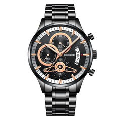 Mens Casual Watch Retro Three Eye Design Business Quartz Brand Clock
