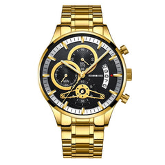 Mens Casual Watch Retro Three Eye Design Business Quartz Brand Clock
