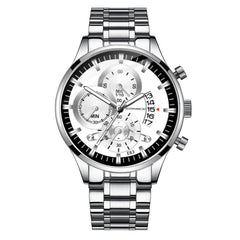 Mens Casual Watch Retro Three Eye Design Business Quartz Brand Clock