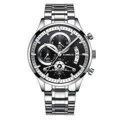 Mens Casual Watch Retro Three Eye Design Business Quartz Brand Clock