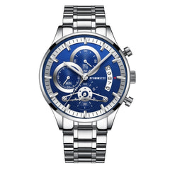 Mens Casual Watch Retro Three Eye Design Business Quartz Brand Clock