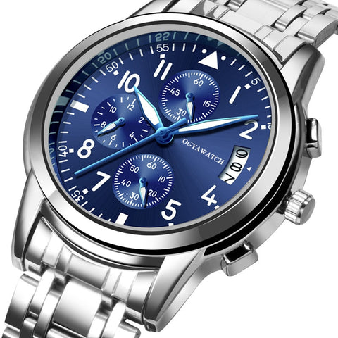 New Business Watch Male Clock Retro Design Steel Band Relogio Alloy