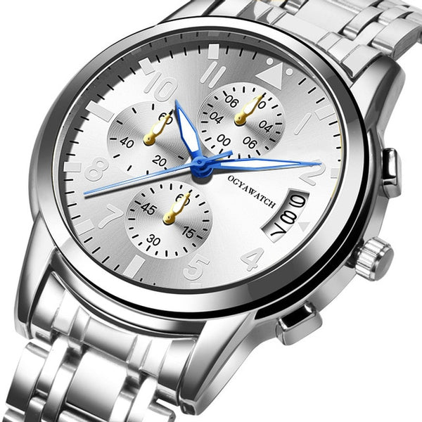 New Business Watch Male Clock Retro Design Steel Band Relogio Alloy